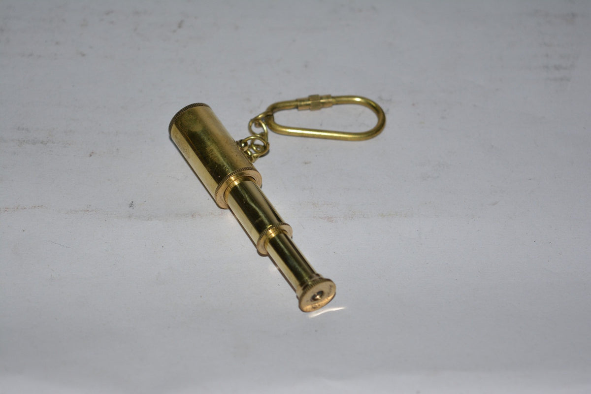 Pocket Telescope Brass Keychain – Mini Nautical Spyglass Key Ring for Travelers