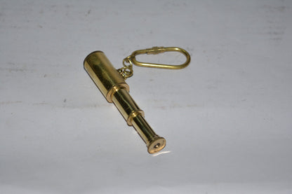 Pocket Telescope Brass Keychain – Mini Nautical Spyglass Key Ring for Travelers