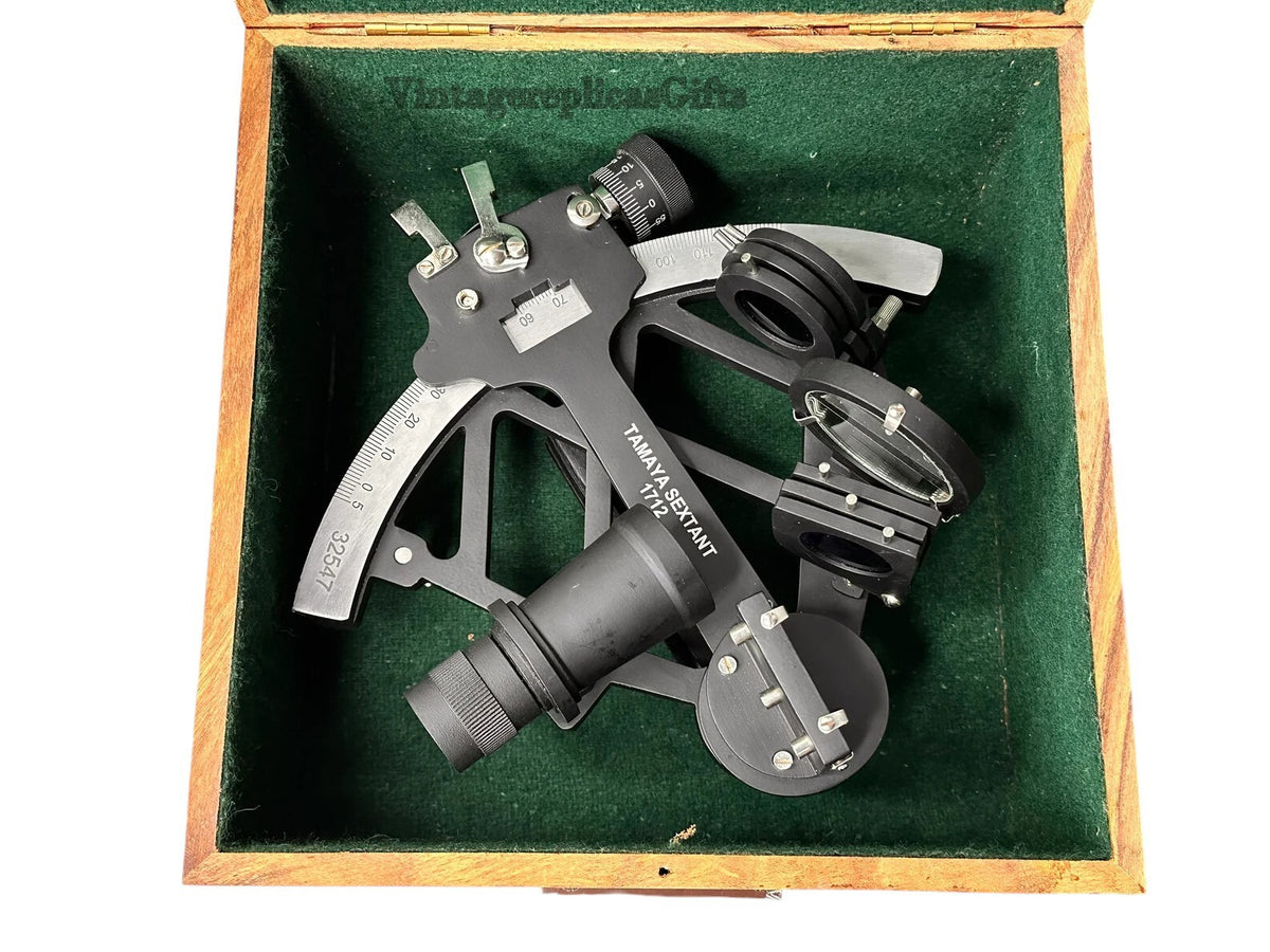 Tamaya Working Sextant - Astrolabe Ships Navigational Instrument with Wooden Box