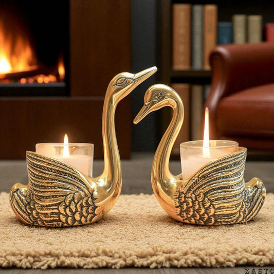 VintageReplicas Golden Swan Couple  Showpiece for Love & Home decor items