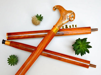 Brass Lion Head Walking Cane Vintage-Inspired Walking Stick