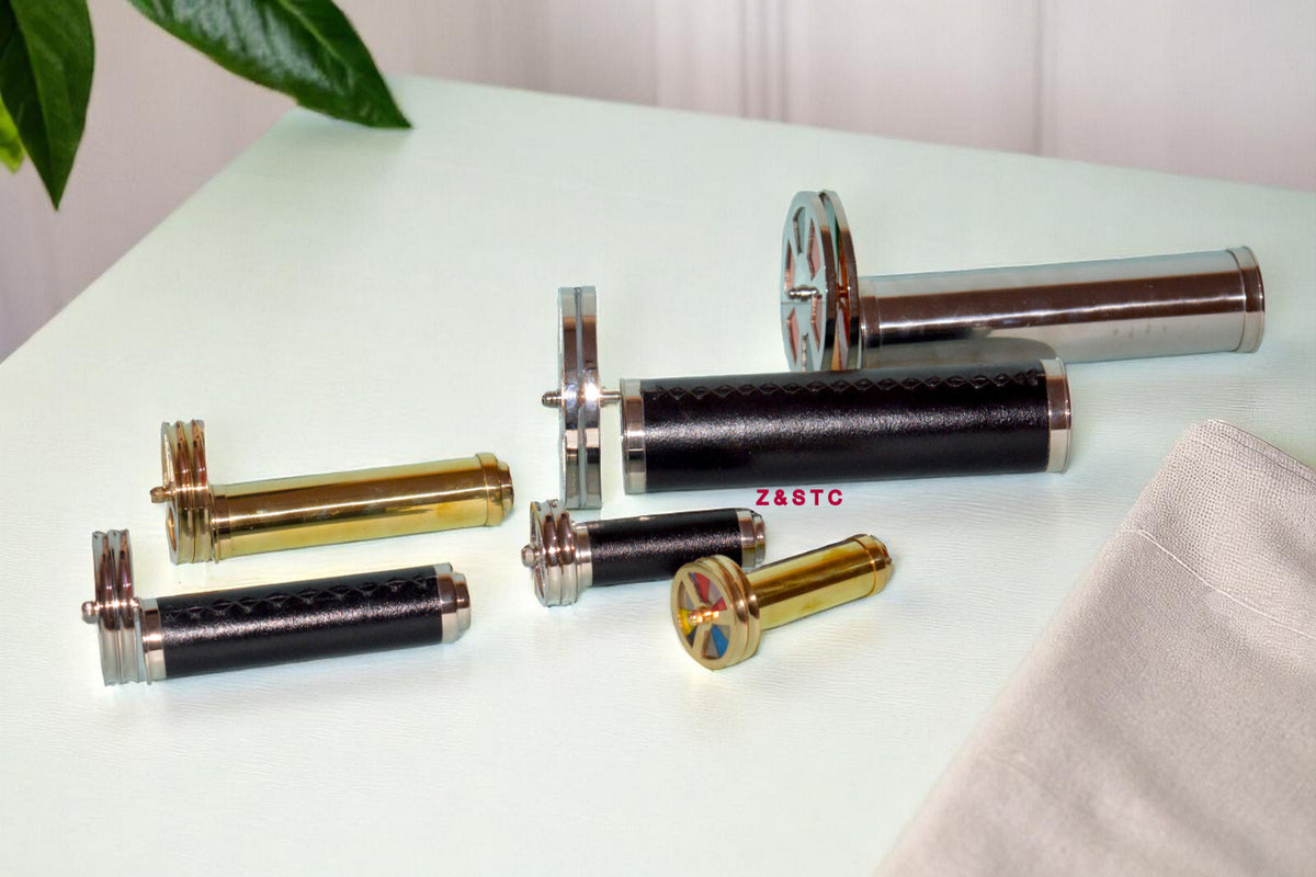 SET OF 6 HANDCRAFTED BRASS KALEIDOSCOPES VINTAGE STYLE COLLECTIBLE GIFTS