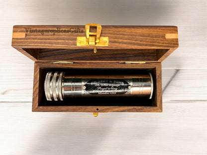 Vintage Brass Kaleidoscope With Wooden Box Wedding Gift For Adult And Kids