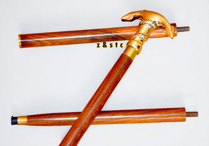 Nautical Style Walking Stick – Brass Ship Anchor Handle, Foldable Wooden Cane