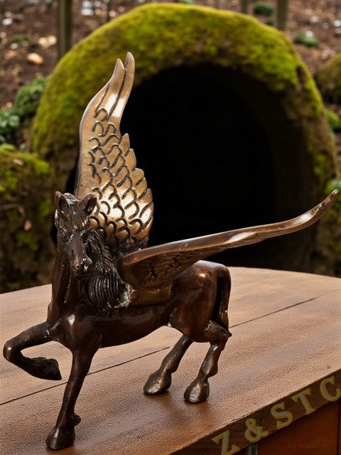 Brass Angel Horse with Wings | Antique Brown Decorative Figurine for Home decor.