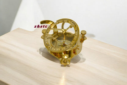 Nautical Brass Sundial Compass – Working Antique Style Compass for Outdoor Use