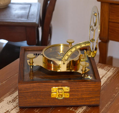 Marine Brass Compass with Wooden Display Case | Antique Nautical Gift Idea