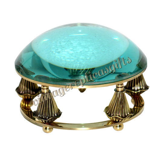 Vintage Nautical Antique Style Solid Brass Heavy Glass Desk top Magnifying