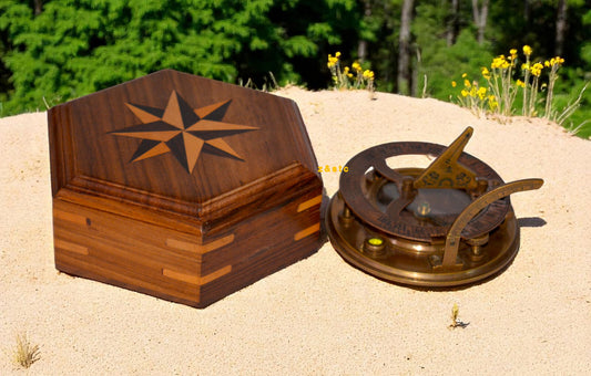Vintage Brass Compass with Wooden Box – Nautical Maritime Gift & Decor