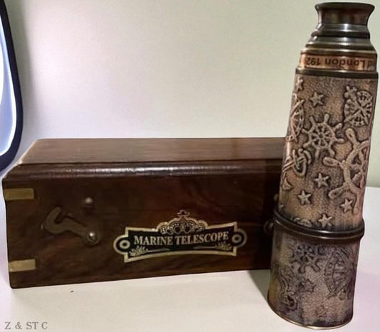 Antique Brass Spyglass Telescope – Vintage Nautical Marine Pirate Decor Scope