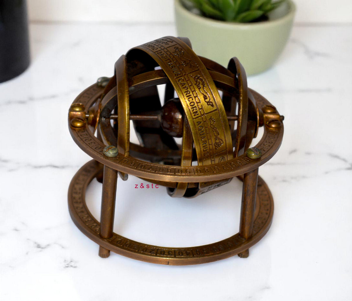 Mini Brass Armillary Sphere  Celestial Globe Model for Collectors