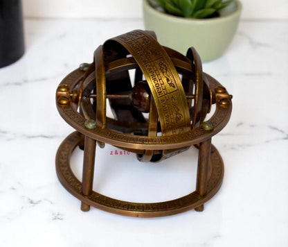 Mini Brass Armillary Sphere  Celestial Globe Model for Collectors