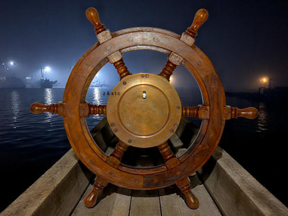 Maritime Ship Wheel Wall Clock – Nautical Theme Room Decoration