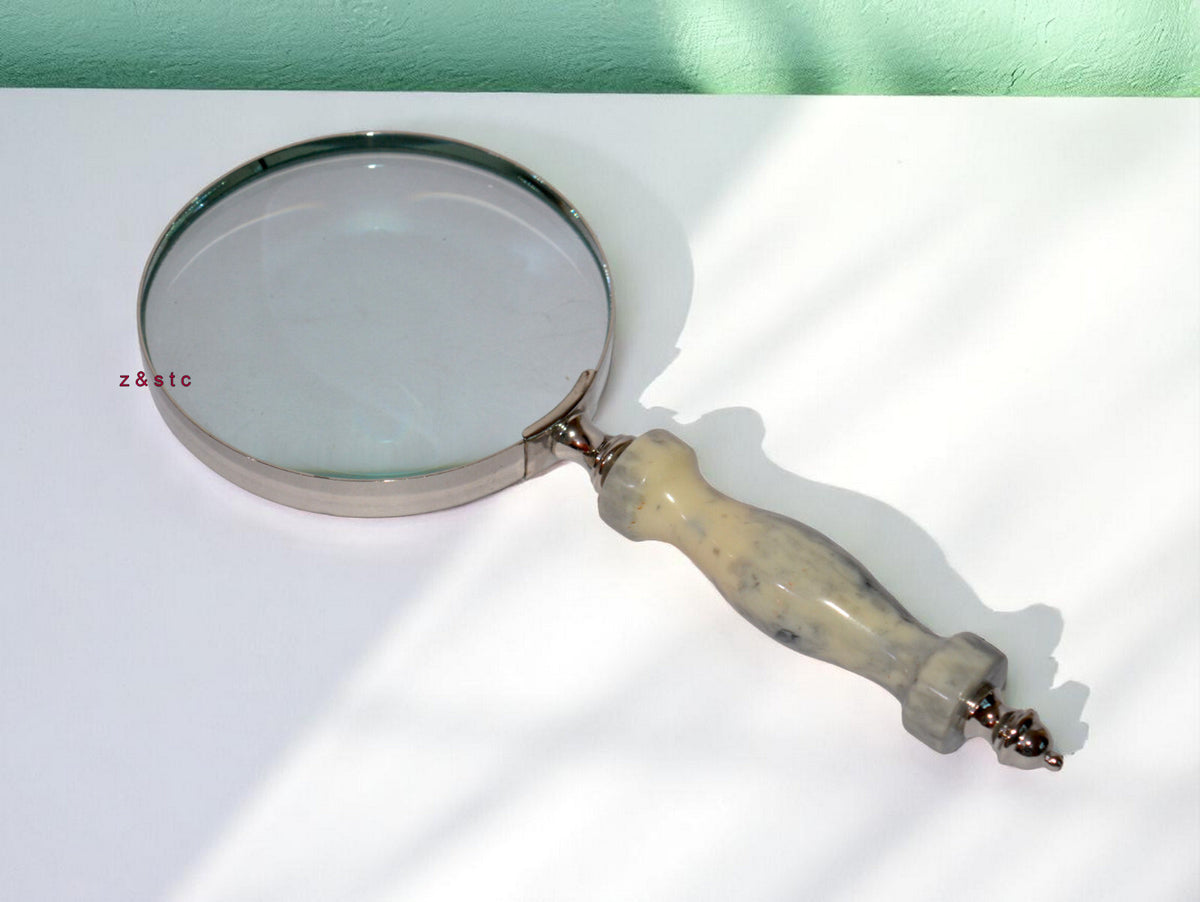 Vintage Brass Magnifying Glass Handheld Lens for Reading & Display