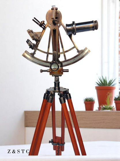 Nautical Brass Sextant on Tripod Stand – Collector’s Instrument Replica