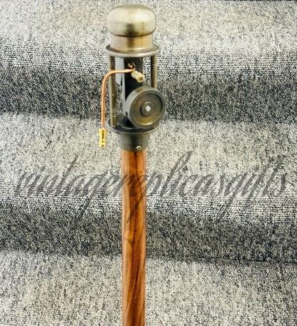 Handmade Antique Brass Walking Stick with  with Nautical Steam Engine Handle