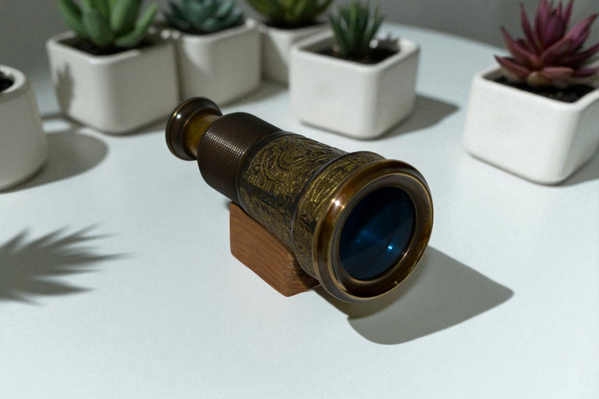 Victorian Nautical Spyglass Brass Telescope w/ Antique Finish & Medieval Design