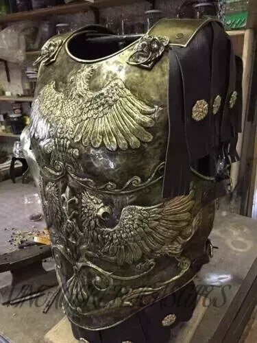 Brass Medieval Roman Chest Armor Reenactment Cuirass With Roman Helmet