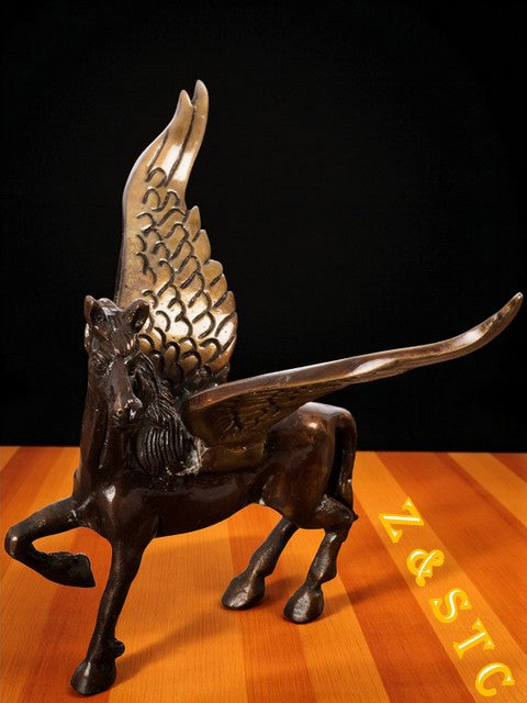Brass Angel Horse with Wings | Antique Brown Decorative Figurine for Home decor.