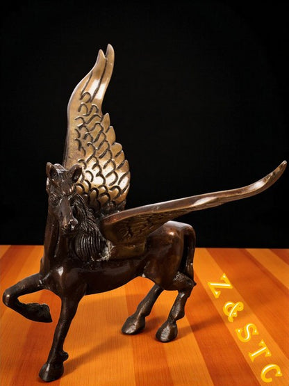 Brass Angel Horse with Wings | Antique Brown Decorative Figurine for Home decor.