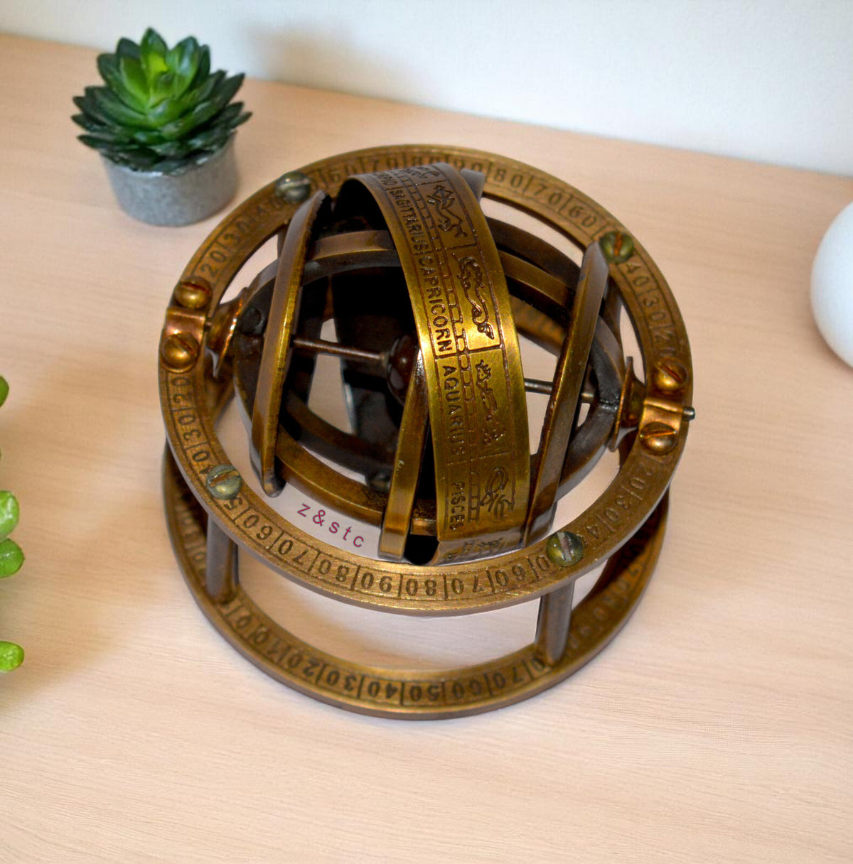 Mini Brass Armillary Sphere  Celestial Globe Model for Collectors