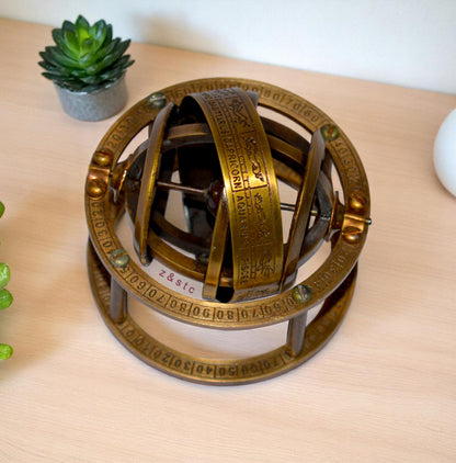 Mini Brass Armillary Sphere  Celestial Globe Model for Collectors