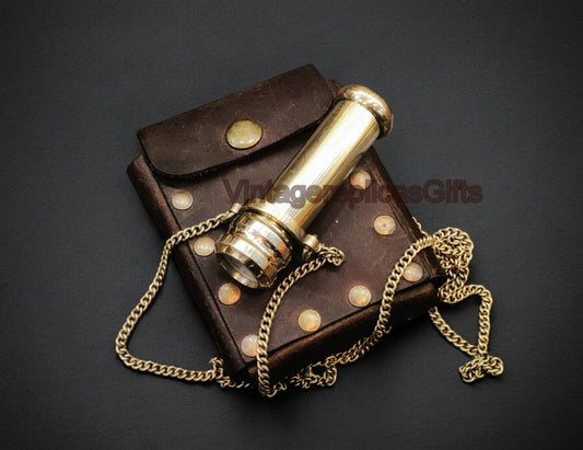 Handcrafted 3-Inch Brass Mini Locket Kaleidoscope with Chain – Unique Gift