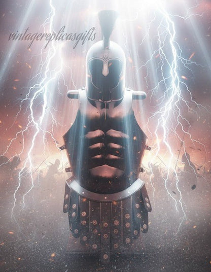 VintageReplicasGifts Collector's Black Spartan Muscle Armor Cuirass Helmet