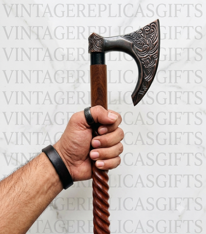 Antique Style Brass Handle Walking Stick Handmade Wooden Cane 37" Vintage