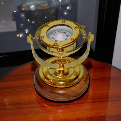 Vintage nautical brass gimballed ship’s binnacle compass – antique maritime gift