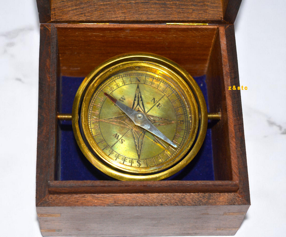 Vintage Brass Gimballed Compass – Nautical Maritime Style for Outdoor Adventures