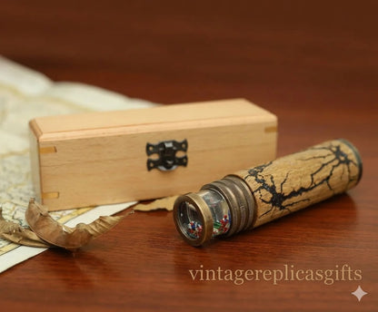 Personalized Brass Kaleidoscope Vintage Style with Wooden Case Handmade Gift Dec
