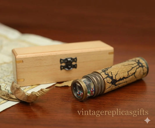 Personalized Brass Kaleidoscope Vintage Style with Wooden Case Handmade Gift Dec