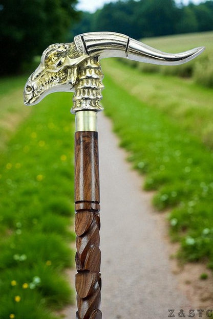 Vintage-Inspired Dragon Handle Wooden Walking Stick – Collectible Cane