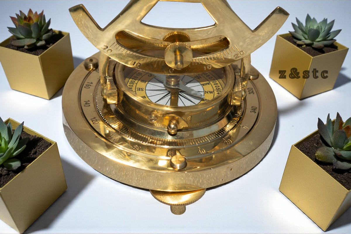 Vintage Brass Alidade Compass – Nautical Navigation Tool & Display Item