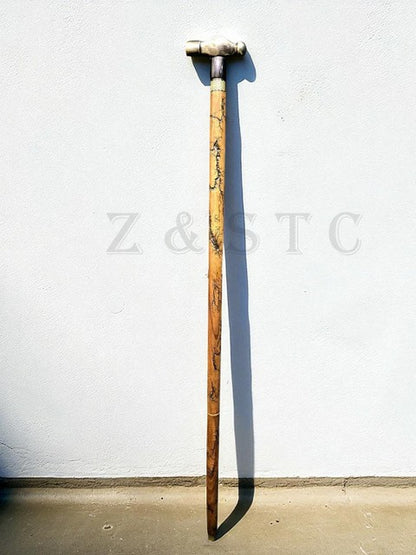 Handcrafted Victorian Walking Stick with Unique Solid Hammer Head Vintage Style