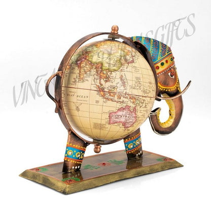 Decorative Elephant Globe Tabletop Showpiece Metal World Globe Home Office Desk