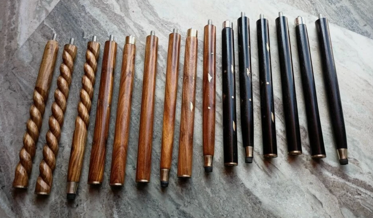 Set of 5 Wooden Walking Stick Shafts | 3-Fold Cane Replacement Poles