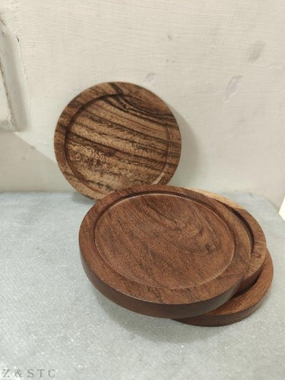 Natural Acacia Wooden Coaster Set – Rustic Drink Coasters for Coffee Tables.