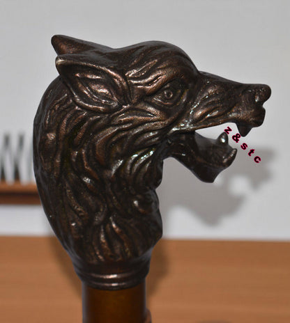 Wooden Walking Stick with Brass Lion Head Handle – Vintage Style Cane