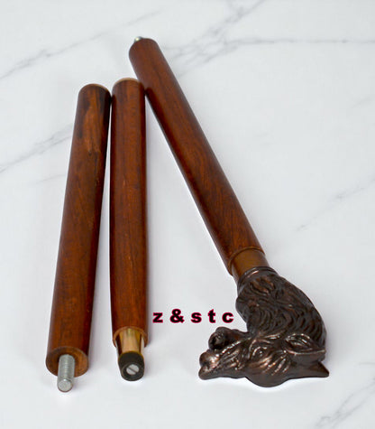 Wooden Walking Stick with Brass Lion Head Handle – Vintage Style Cane