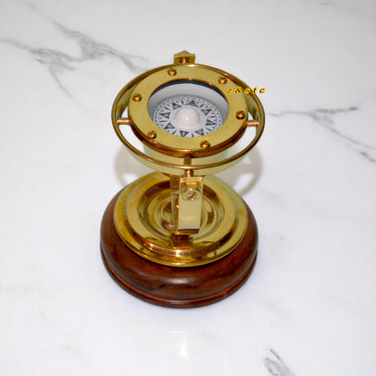 Vintage nautical brass gimballed ship’s binnacle compass – antique maritime gift