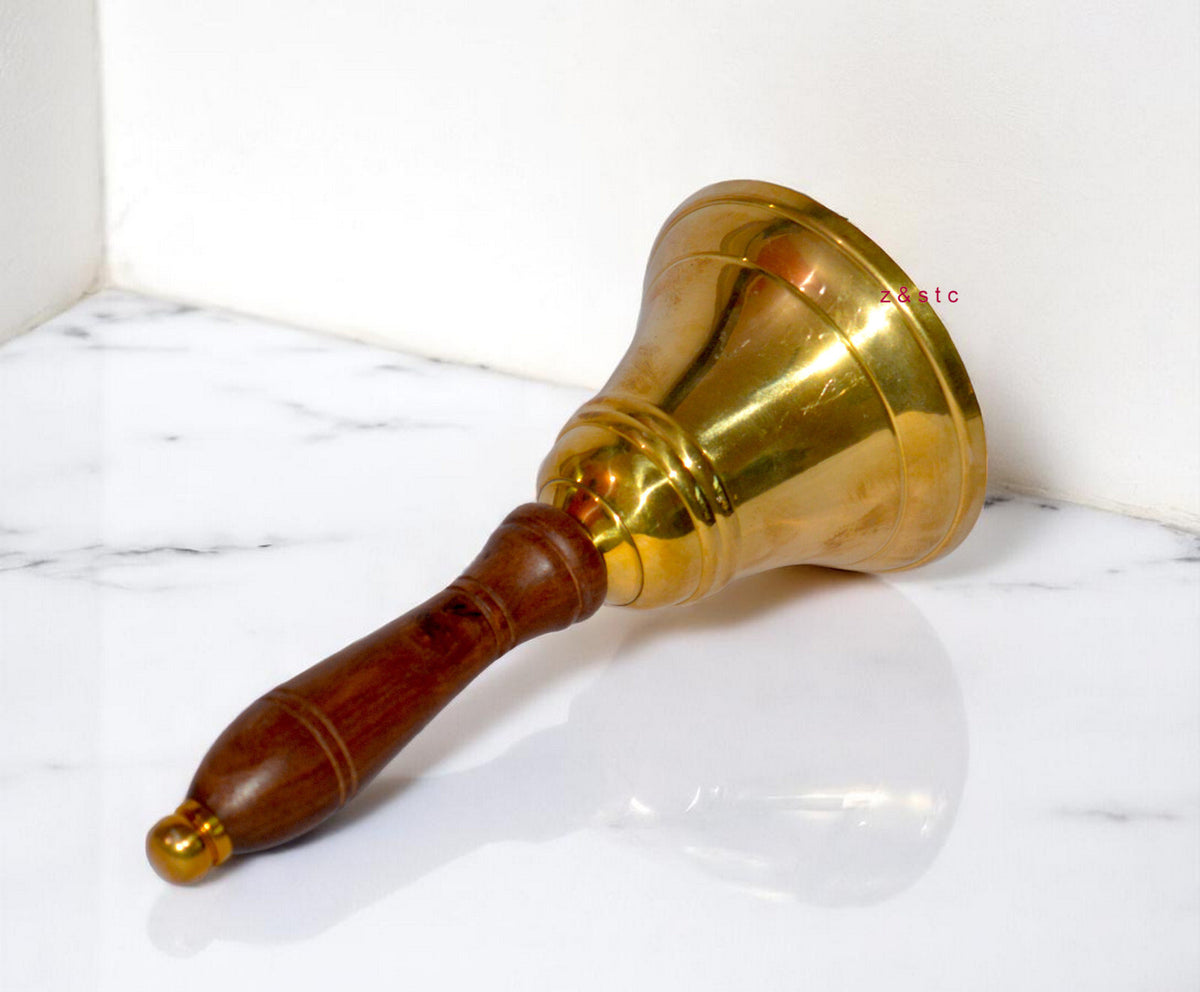 Vintage Brass Handheld Bell Antique Style Service or Call Bell