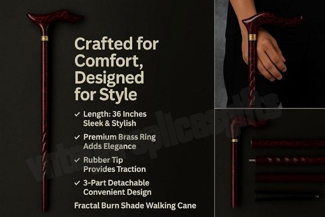 VintageReplicas Solid Wood Derby Walking Stick – Classic Elegance with Reliable