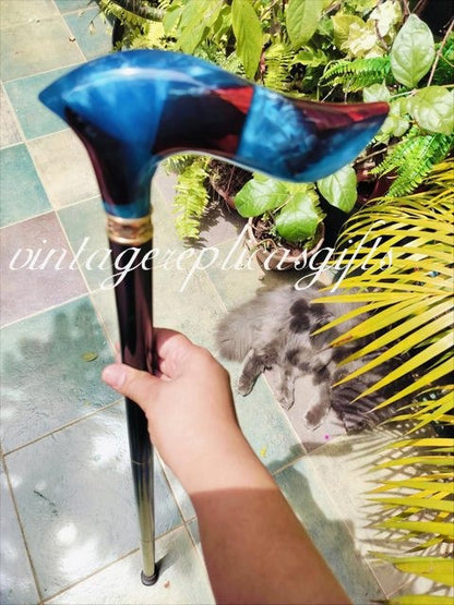 olid Palmwood Walking Stick 36” Handmade Designer Cane Durable Mobility Aid