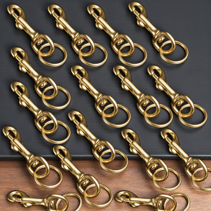 Pack of 16 Solid Brass Keychains Swivel Trigger Snap Hooks with Key Rings & Belt
