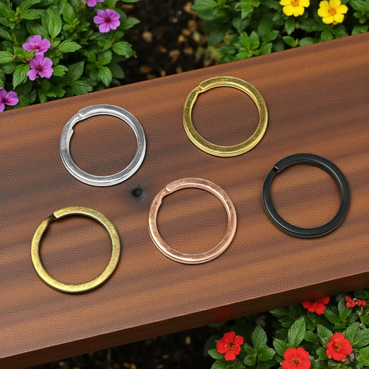 20 PCS Flat Key Rings – Metal Split Key Chain Rings, 5 Colors, 1" & 1.25" Sizes