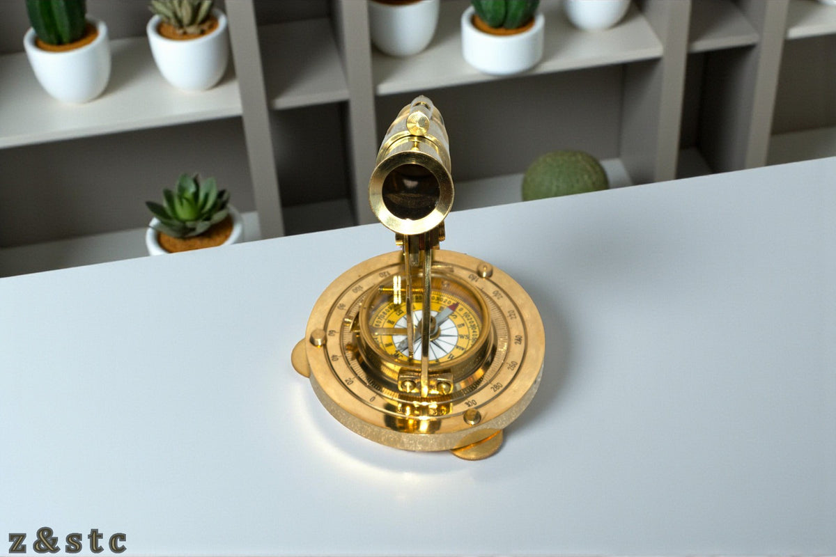 Vintage Brass Alidade Compass – Nautical Navigation Tool & Display Item