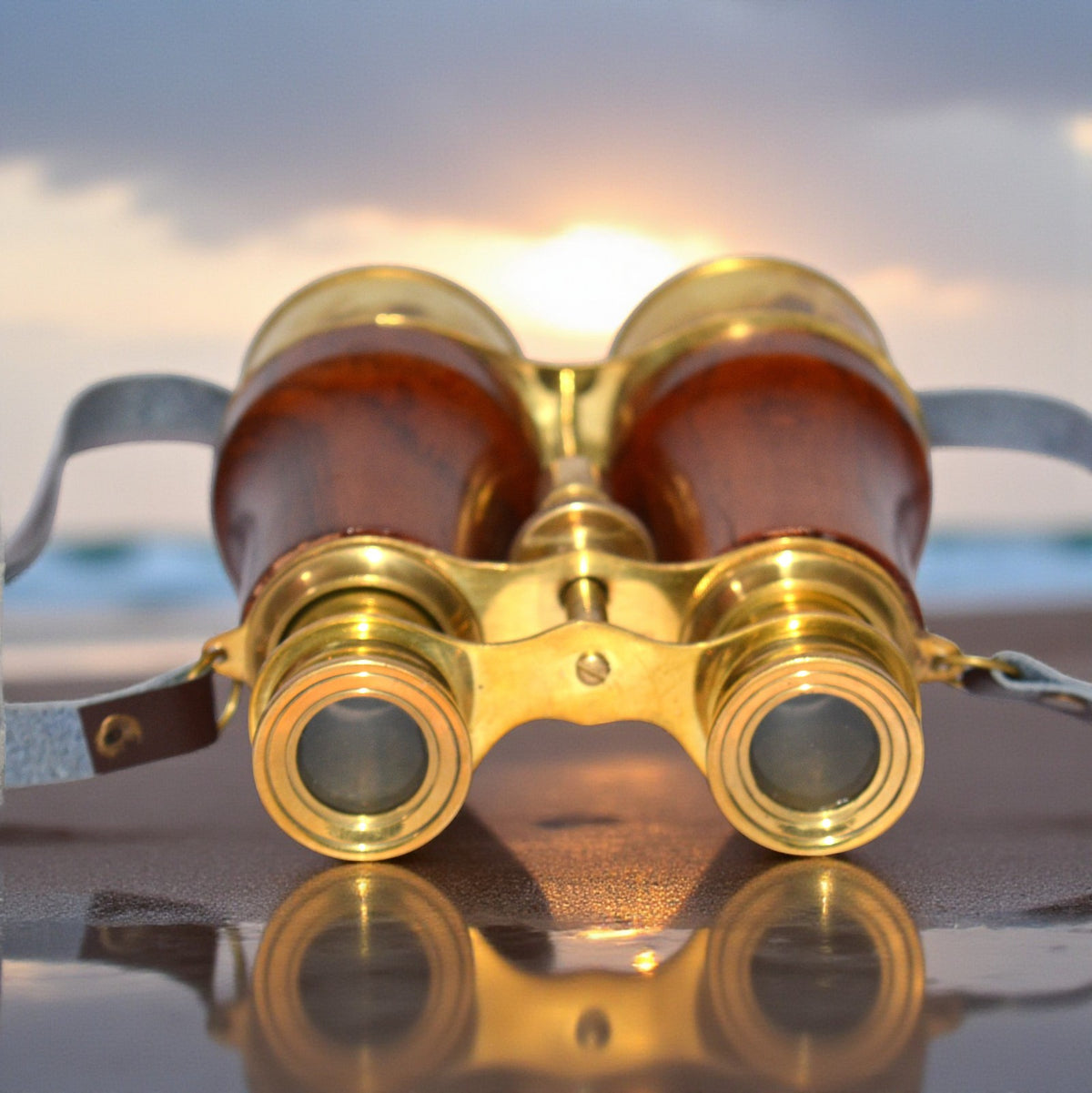 Antique Brass and wood Spyglass Binocular – Nautical Victorian Marine Style