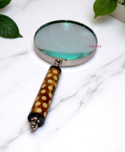 Antique Style Brass Magnifying Glass Handheld Loupe for Home or Office